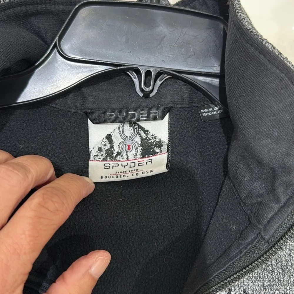 Spyder Quarter Zip Gray Black Jacket Size Medium